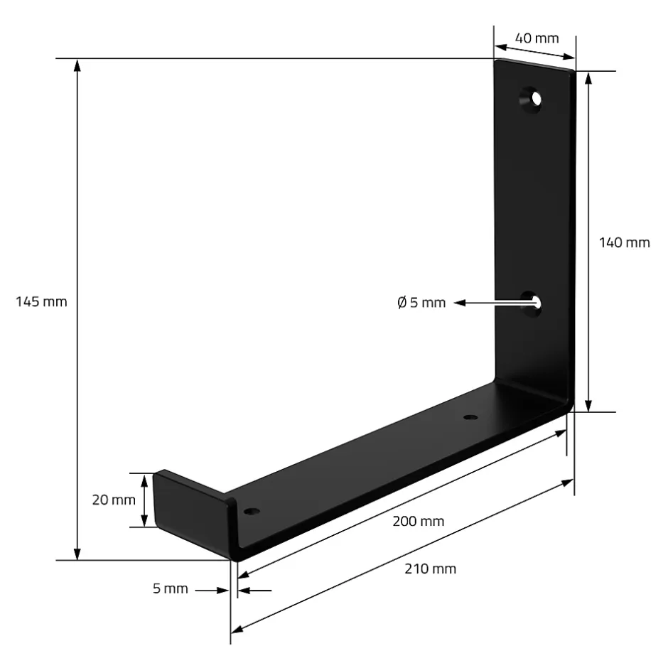 Lot de 2 support d'Etagere murale équerre fixation en métal noir^Ml-Design Hot