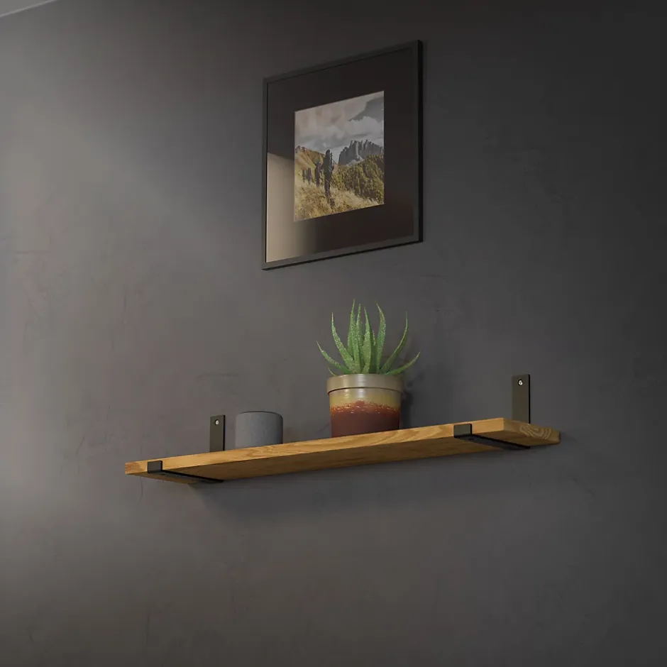 Lot de 2 support d'Etagere murale équerre fixation en métal noir^Ml-Design Hot