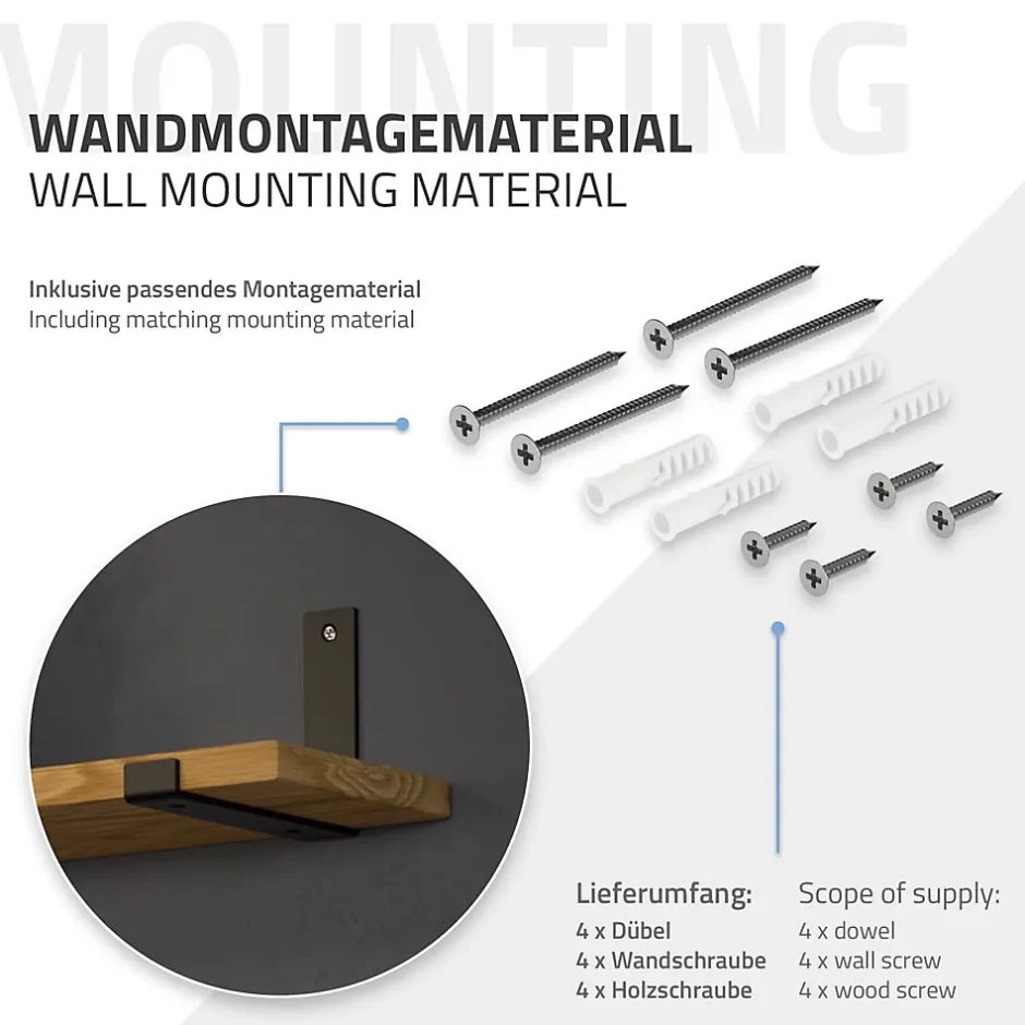 Lot de 2 support d'Etagere murale équerre fixation en métal noir^Ml-Design Hot