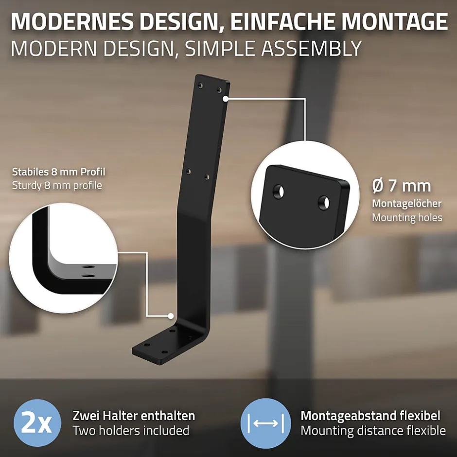 Lot de 2 supports de dossier en acier à visser pour siège banc lit 345x90x50 mm^Ml-Design