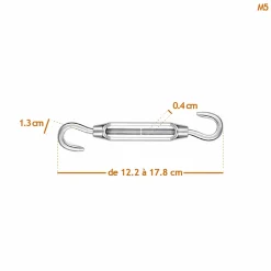 Lot de 5 tendeurs de fil réglables en acier inoxydable - Double crochets - M5 -^Linxor Best