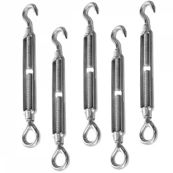 Lot de 5 tendeurs de fil réglables en acier inoxydable - Crochet et oeillet - M6 --Linxor New