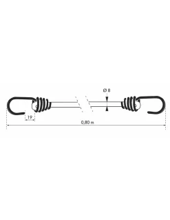Lot de 2 tendeurs en caoutchouc à crochets, 8mmx80cm, bleu -^Thirard New
