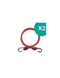 Lot de 2 tendeurs en caoutchouc à crochets, 8mmx1m, rouge -^Thirard New