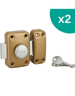 Lot de 2 verrous à bouton Apache pour porte d'entrée, cylindre 45mm, acier, 3 clés/verrou, époxy or --Thirard Hot