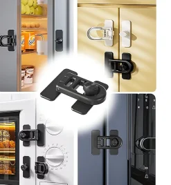 Lot de 4 verrous de sécurité pour réfrigérateurs, congélateurs et armoires (noir)^Deko Outlet