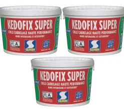 Lot de3 colles pour Carrelage Haute Performance Kedofix , Prêt à l'emploi, Intérieur/extérieur, seau de 5 kg^Semin Outlet