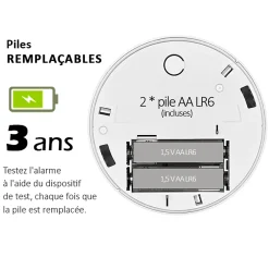 Lot de 2x Détecteur de fumée CE Pile remplaçable 3 ans-Kyf Sale