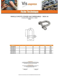 Manille Droite Forgée axe imperdable Inox A4 Diamètre 5 - 5 pièces-Vis Express New
