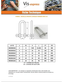 Manille Droite Longue Forgée Inox A4 Diamètre 4 - 1 pièce-Vis Express