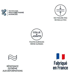 Mastic colle haute performance Flexpro pu 511, 300 ml gris-Bostik