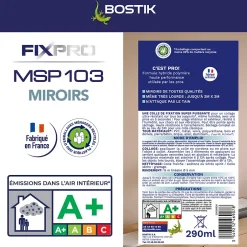 Mastic colle miroirs 290 ml coloris blanc-Bostik