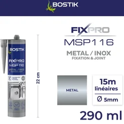 Mastic colle métal et inox 290 ml-Bostik New