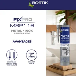 Mastic colle métal et inox 290 ml-Bostik New