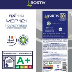 Mastic colle spécial polystyrène et moulures blanc Fixpro MSP 121, cartouche de 290 ml-Bostik Best