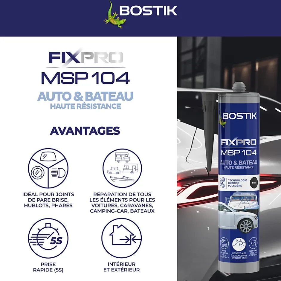 Mastic colle voitures et bateaux 290 ml coloris noir^Bostik Best