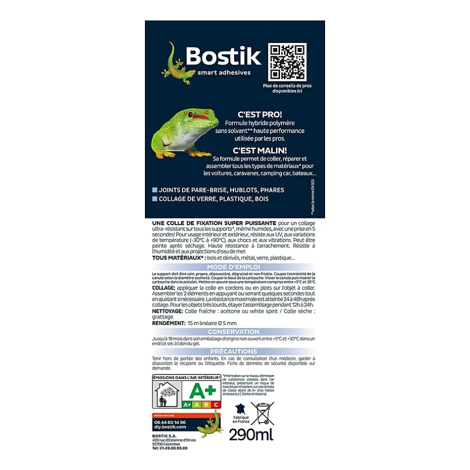 Mastic colle voitures et bateaux 290 ml coloris noir^Bostik Best