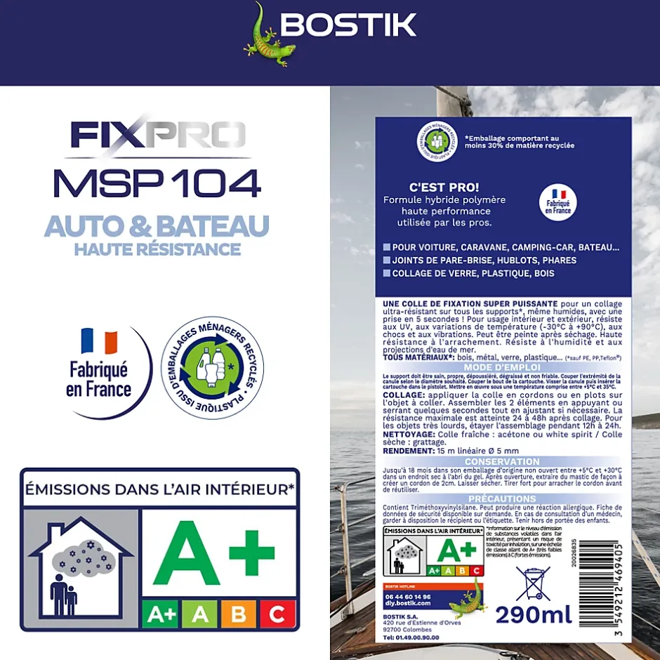 Mastic colle voitures et bateaux 290 ml coloris noir^Bostik Best