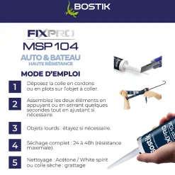 Mastic colle voitures et bateaux 290 ml coloris noir^Bostik Best