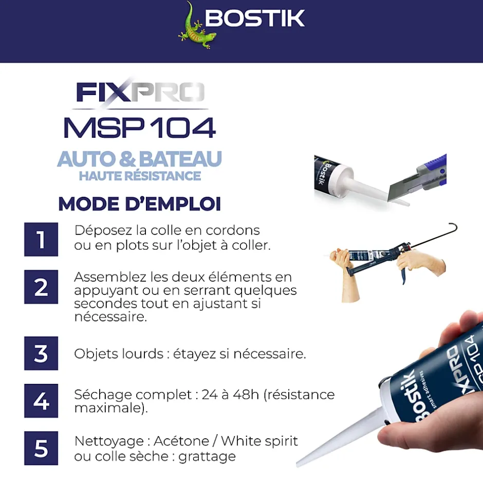 Mastic colle voitures et bateaux 290 ml coloris noir^Bostik Best