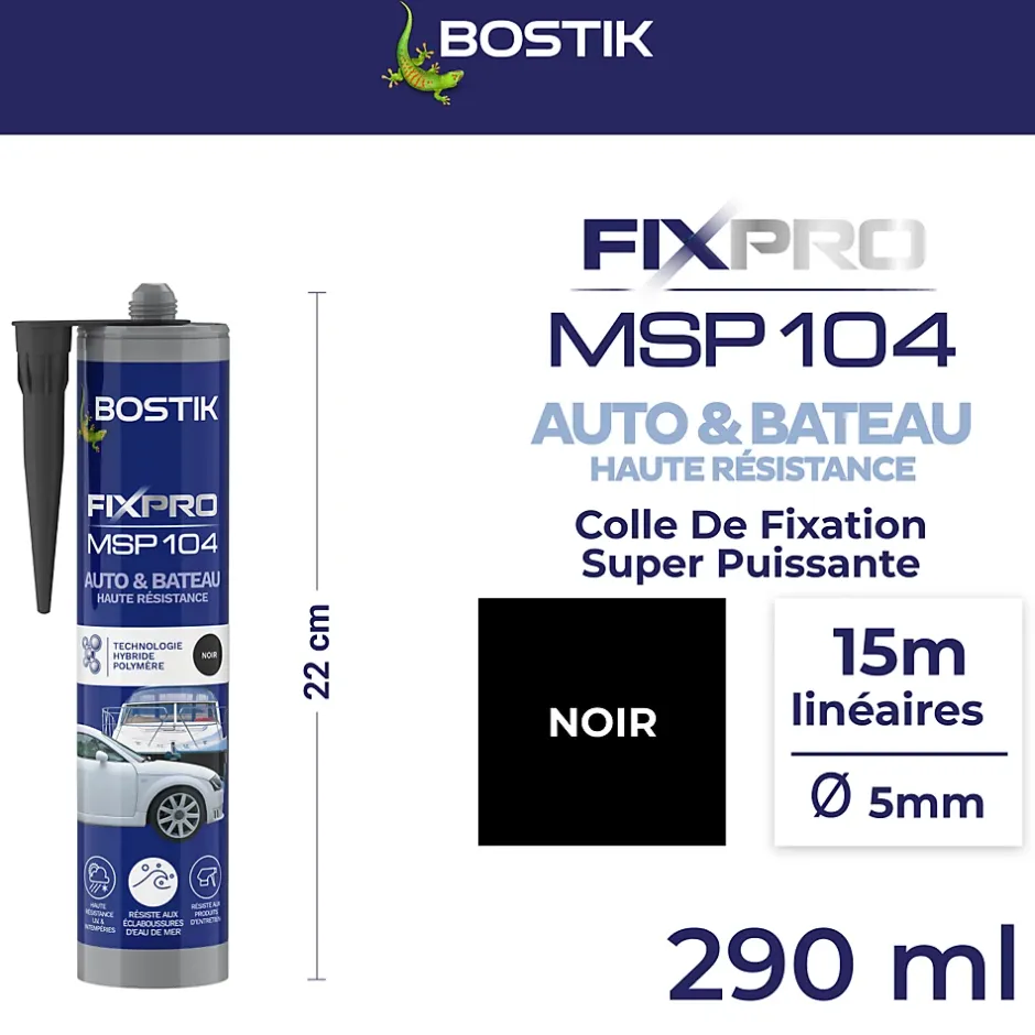 Mastic colle voitures et bateaux 290 ml coloris noir^Bostik Best