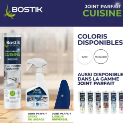 Mastic d’étanchéité spécial cuisine translucide Joint Parfait tous matériaux, cartouche de 280 ml-Bostik Hot