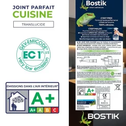 Mastic d’étanchéité spécial cuisine translucide Joint Parfait tous matériaux, cartouche de 280 ml-Bostik Hot