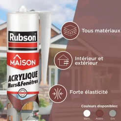 Mastic murs et fenêtres blanc 280ml^Rubson Discount