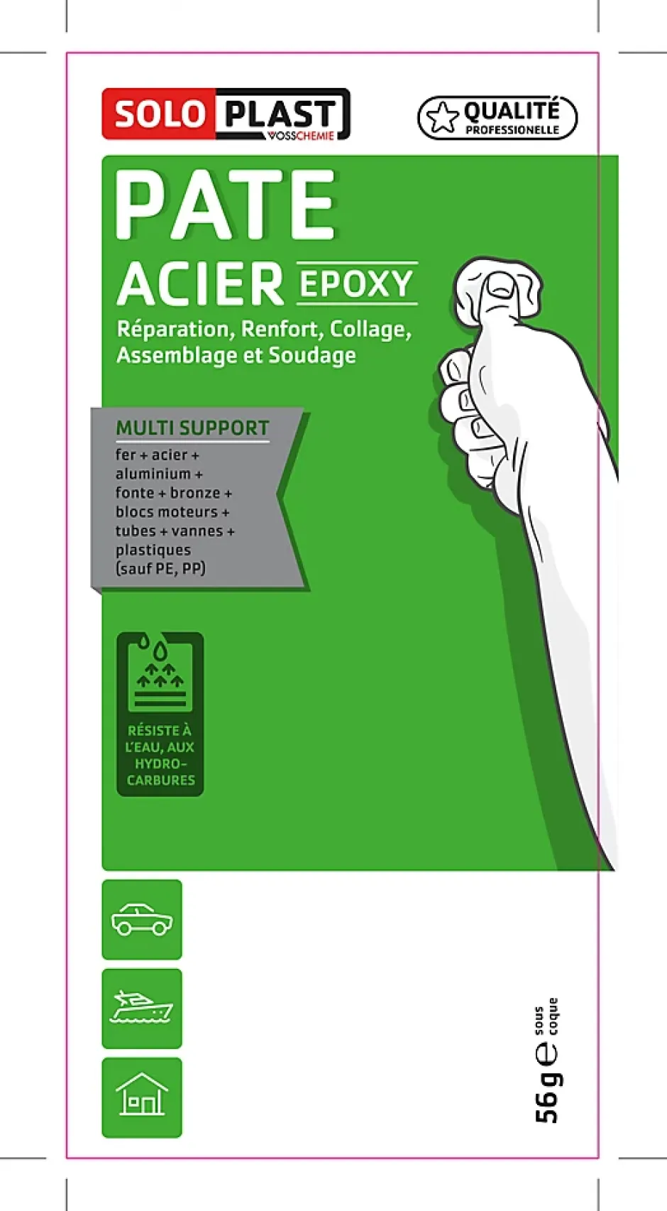 Mastic époxy à base d'acier Solomet 57 g-Soloplast Best