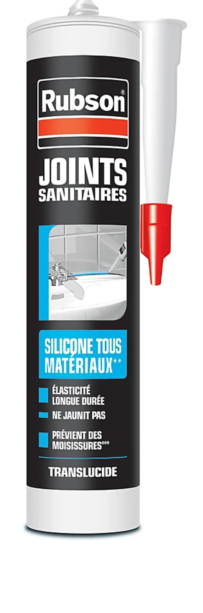 Mastic Sanitaire silicone tous matériaux transparent 280ml^Rubson Hot