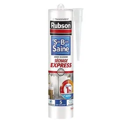 Mastic silicone transparent salle de bain saine séchage express 280 ml^Rubson New