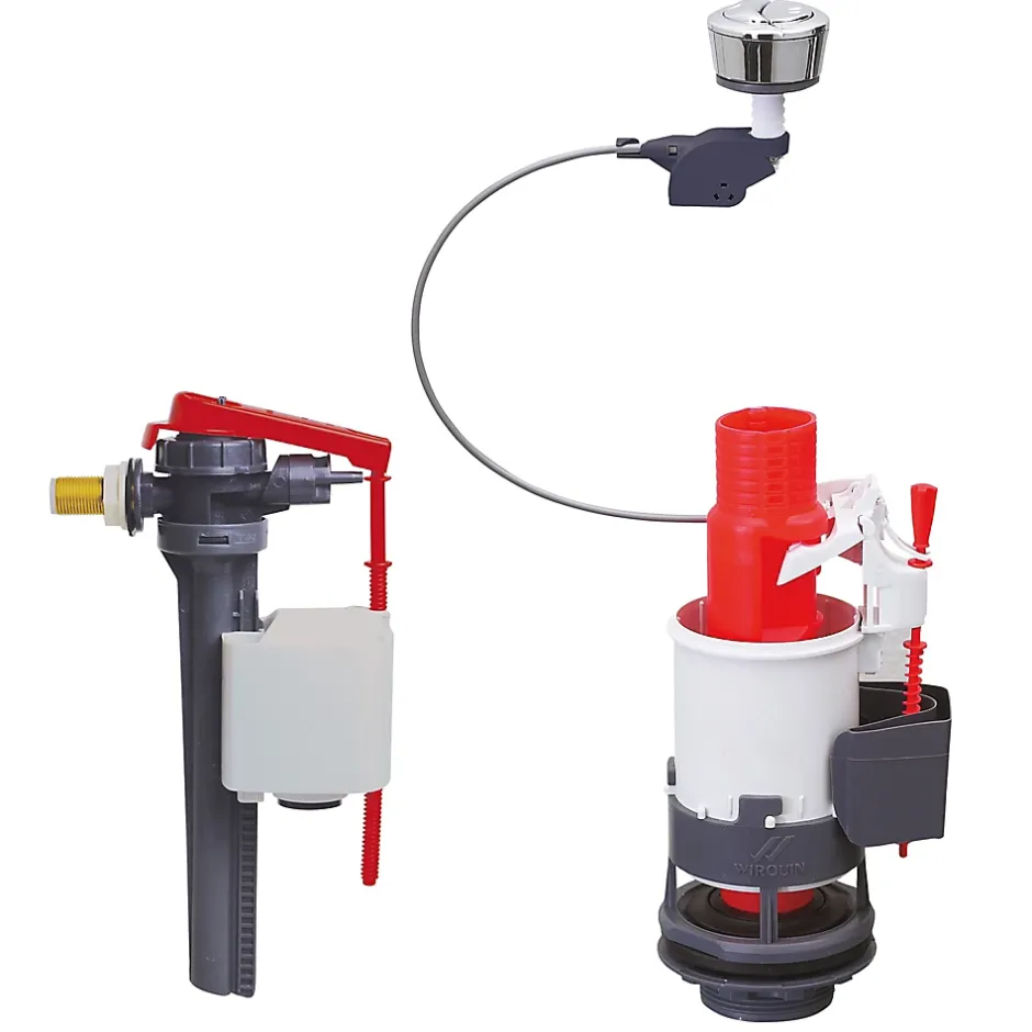 Mécanisme de chasse d'eau double chasse latéral 3L/6L MW2 + câble + robinet-Wirquin