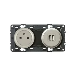 Mécanisme de prise avec terre surface lisse et prise USB Céliane titane-Legrand Hot