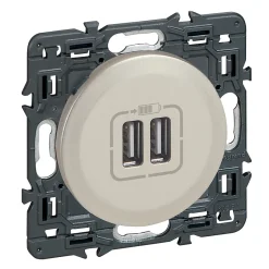Mécanisme de prise double chargeur USB Céliane titane^Legrand Hot