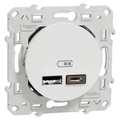 Mécanisme double chargeur usb A + C 12W Odace blanc-Schneider Electric Hot