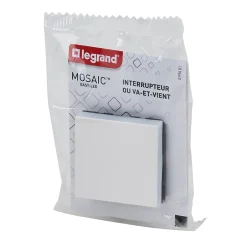 Mécanisme interrupteur va-et-vient à voyant Mosaïc blanc, 2 modules-Legrand Best