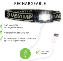 METROS: lampe frontale rechargeable, 150 lm. Interrupteur sans contact^Velamp Discount