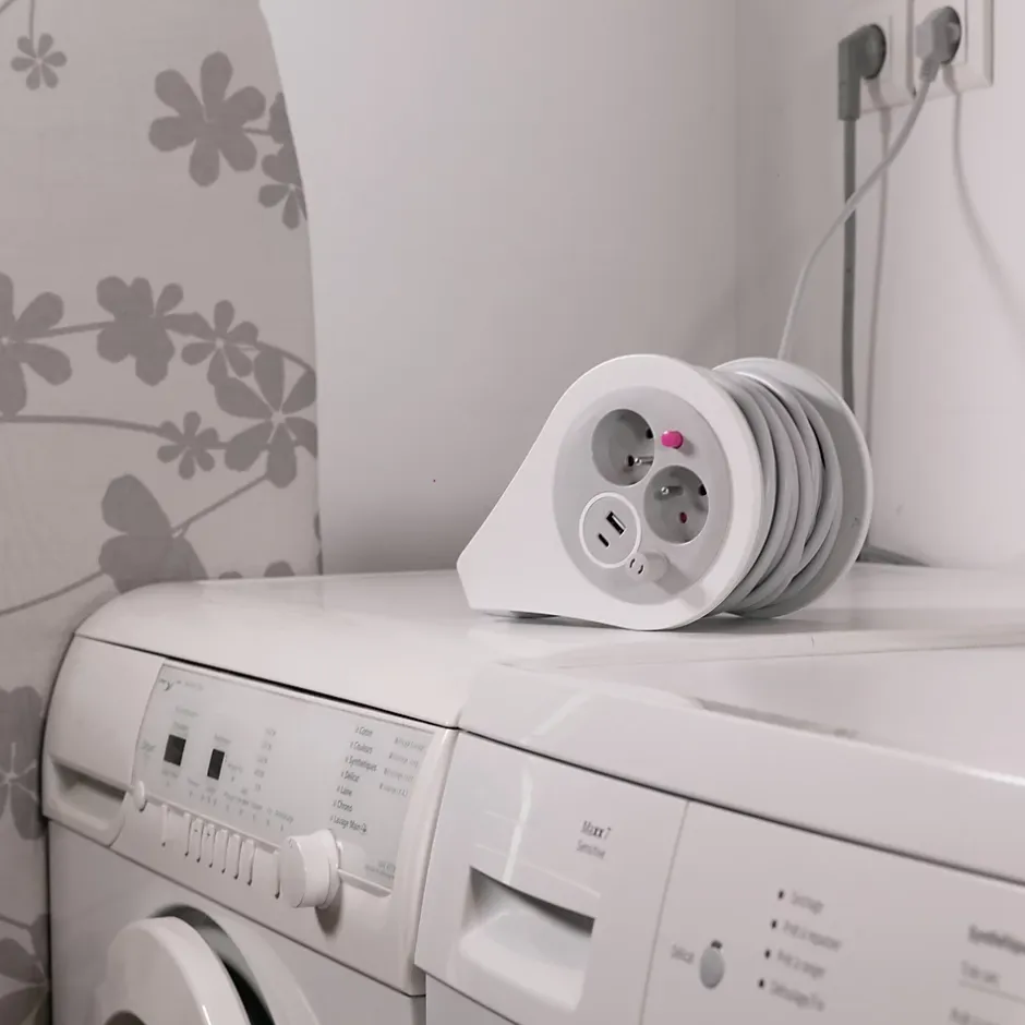 Mini enrouleur H05VV-F 3G1 3 prise de 16A + USB 7m gris^Zenitech Sale