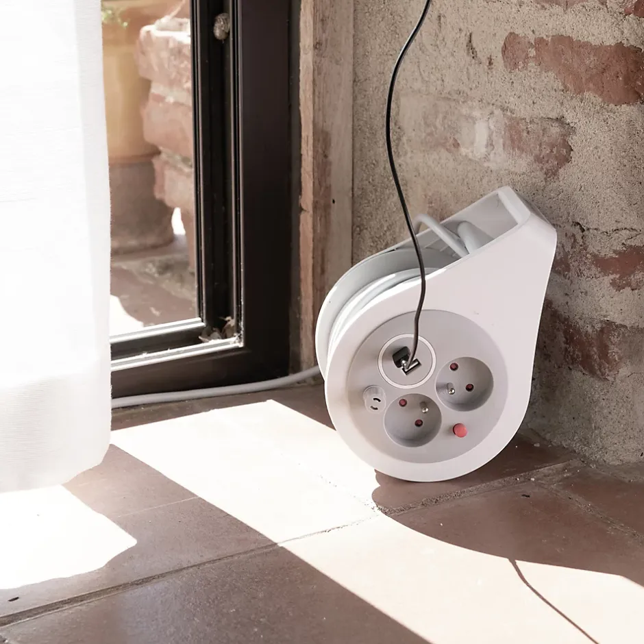 Mini enrouleur H05VV-F 3G1 3 prise de 16A + USB 7m gris^Zenitech Sale