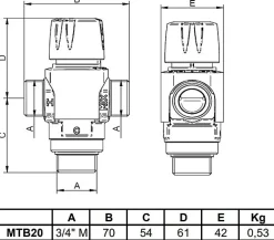 Mitigeur thermostatique MTB20 pour sortie de chauffe-eau-Thermador Sale