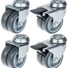 75mm 3" roulette double caoutchouc gris pivotante et frein capacité 400kg, jeu de 4-Parnells Sale