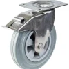 200mm 8" roulettes en acier inoxydable caoutchouc gris, pivotantes avec frein, 205kg^Parnells New