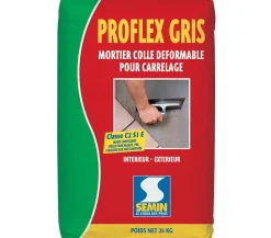 Mortier Colle Déformable pour Carrelage Proflex Gris , Intérieur/Extérieur, sac de 25 kg^Semin New