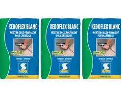 Mortier Colle Polyvalent pour Carrelage Kedoflex Blanc , Intérieur/Extérieur, sac de 25 kg, lot de 3-Semin Best