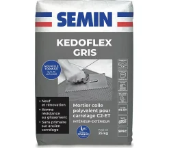 Mortier Colle Polyvalent pour Carrelage Kedoflex Gris , Intérieur/Extérieur, sac de 25 kg^Semin Discount