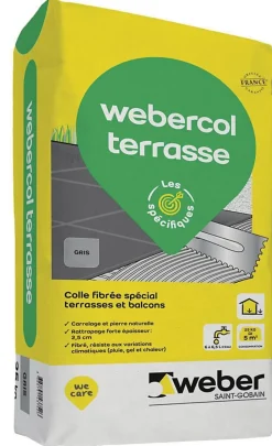 Mortier- colle pour carrelage (C2E) COL TERASSE - Sac de 25 Kg - GRIS^Weber New
