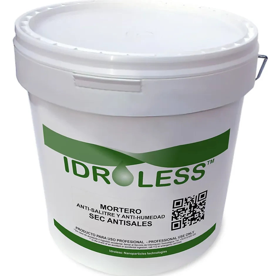 Mortier sec anti-sel (5 kg). Crée une couche isolante sur le mur qui empêche l'apparition de taches de sel causées par l'humidité-Idroless Outlet