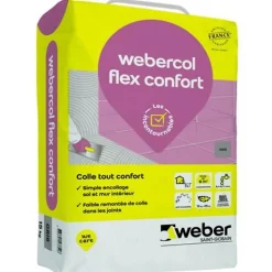 Mortier-colle pour carrelage (C2 SI G) .COL FLEX CONFORT - Sac de 15 kg - BLANC-Weber Online