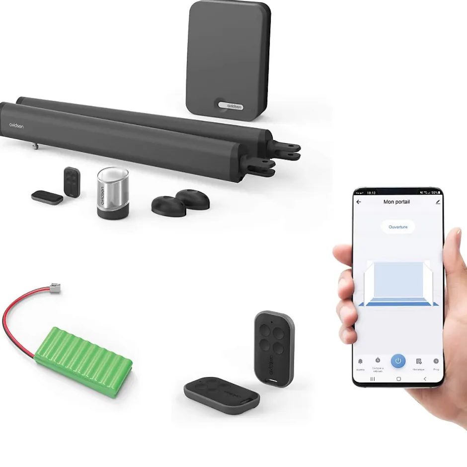 Motorisation connectée à vérins pour portail à battants - Teha Connect + batterie de secours + 2 télécommandes supp.-Avidsen New