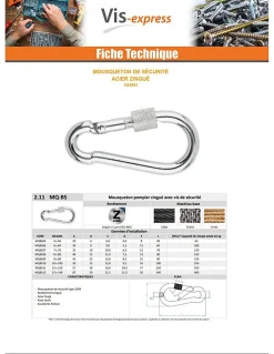Mousqueton de sécurité Diamètre Câble 18 Acier zingué - 1 pièce-Vis Express Sale